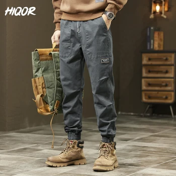 HIQOR мъжки торбести панталони Y2k стил панталони 2023 нови глезена дължина реколта карго панталони високо качество памук Pantalon мъжки дрехи