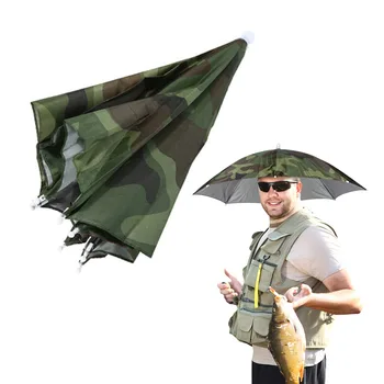 Handfree риболовна глава чадър палатка с водоустойчиво покритие еластична лента за глава здраво фиксиран дъждоустойчив чадър шапка капачка 65 см