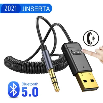 JINSERTA USB Bluetooth безжичен автомобилен аудио приемник 3.5mm AUX трансмитер адаптер музикален плейър за PC TV кола домашни високоговорители