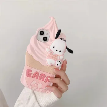 Kawaii Sanrio Pochacco Hello Kitty карикатура куче сладък сладолед анти капка телефон случай десерт аниме декорация момиче играчки подаръци