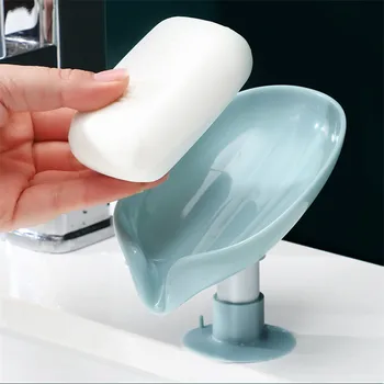 Leaf форма сапун притежателя баня кухня сапун кутия аксесоари организатор душ сапун чиния тава пластмасова дренажна стойка за гъба
