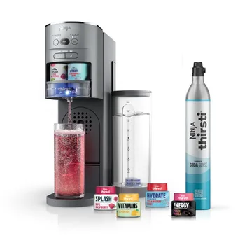 Ninja Thirsti Drink System Complete Still & Sparkling Customization Drink Kit with CO2 Canister, Flavors & 48oz Reservoir