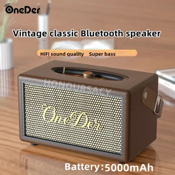 Oneder D6 40 вата мощност ретро Bluetooth безжичен високоговорител класически стил носталгичен дървен преносим аудио субуфер външен високоговорител
