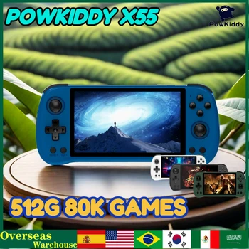 POWKIDDY X55 ретро ръчна игрова конзола Linux дисплей с отворен код 5.5 инчов HD IPS екран 4000MAh телевизор HDMI детски подаръци
