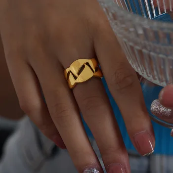 Punk Регулируем титанов стоманен позлатен регулируем пръстен за жени Луксозни дизайнерски аксесоари за бижута