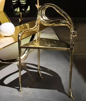 Pure месинг трапезен стол дизайнер луксозен облегалка светлина луксозна вила луксозен клуб декорация с подлакътници свободно време стол