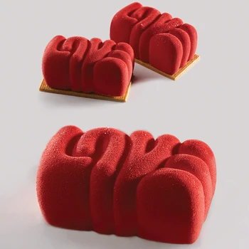 SILIKOLOVE 3D писмо любов мус торта форма силиконови форми за печене десерти сладкиши 3D торта форма кухненски инструменти за печене