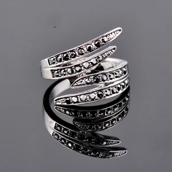SINLEERY тенденция сребърен цвят пръстени за жени черен кубичен цирконий пръстен на пръст модни бижута
