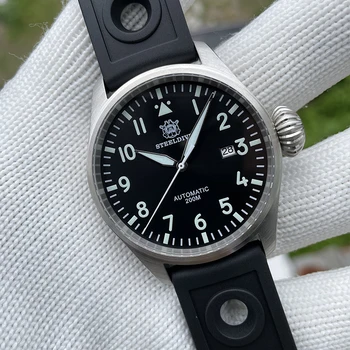STEELDIVE Men Pilot Watch Sport 43MM Автоматични часовници Механичен ръчен часовник Diver 200m Водоустойчив BGW-9 Светлинен сапфир NH35