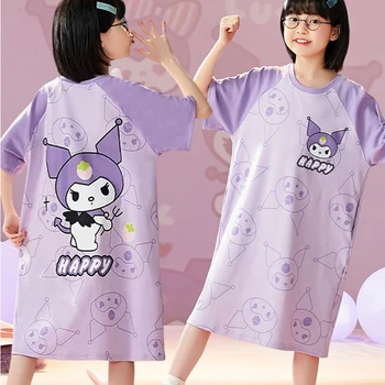 Sanrio Детска нощница Момичета Лято Kuromi Cinnamoroll Mymelody Princess Little Girl Boy Cotton Short Sleeve Home Clothes