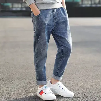 Teenage Kids Pure Color Jeans Baby Boys Clothes Classic Bottoms Kids Denim Clothing Long Pants Boy Casual Trousers 4-12 години