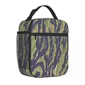Tiger Stripe Camo Army Camouflage изолирани чанти за обяд Контейнер за обяд Преносим термичен охладител Bento Box Travel