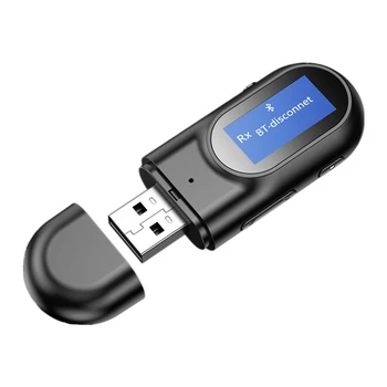 USB Bluetooth 5.0 аудио приемник предавател с LCD дисплей мини 3.5Mm AUX RCA безжичен адаптер