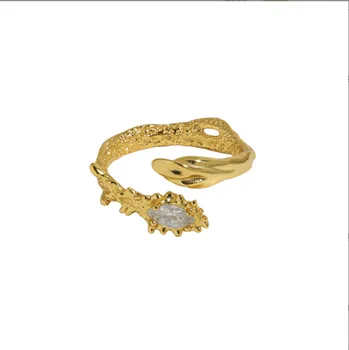 Weiyi Adustable 925 сребърен пръстен цвете серия фойерверки текстура бял камък отворен пръстен за момичета жени мода y2k