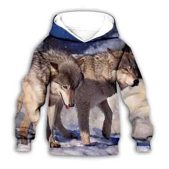 Wolf Animal 3d принтирани качулки семеен костюм тениска цип пуловер детски костюм смешно суитчър анцуг/панталон шорти 01