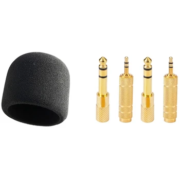 Адаптер за слушалки 6.35 мм (1/ 4 инча) мъжки към 3.5 мм женски стерео адаптер с професионално предно стъкло от пяна
