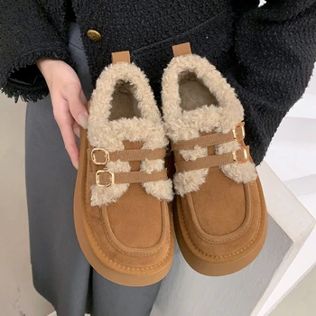 Ботуши Жени Нови 2023 Кръгли пръсти Луксозни дизайнерски женски обувки Австралия Плосък ток Зимни обувки Модни дами Сняг Mid Calf Lo