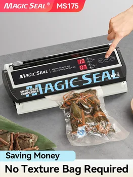 Вакуумна опаковъчна машина MAGIC SEAL MS175 за хранителни пластмасови торбички Sealer запечатване машина Mylar чанти Кухненски опаковчик Автоматичен Manua