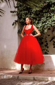 Дамска лятна рокля оглавник деколте без ръкави колан рокля случайни висока улица червена мрежеста рокля