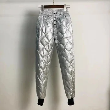 Дамски лъскави памучни панталони за джогър зимни снежни ветробрани харем панталони случайни топли сгъсти мода извънгабаритни 4xl панталони