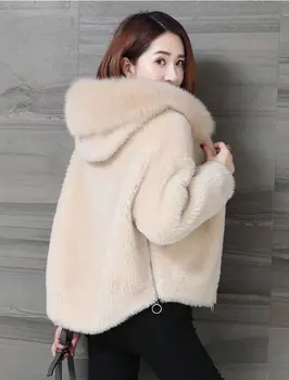 Дамско палто от изкуствена кожа Имитация на плюшено яке от лисица 2021 Зимно модно ежедневно яке Дамски къси дамски дрехи зимно палто
