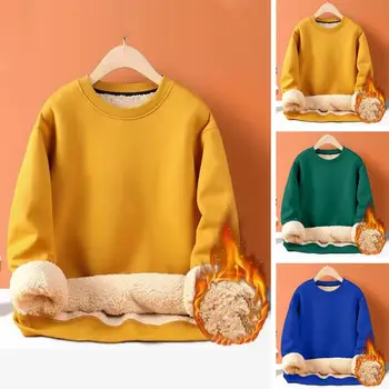 Дебел плюшен суитчър топъл плюшен мъжки суитчър уютен пуловер със средна дължина за зимна есен с меко задържане на топлината Loose Fit