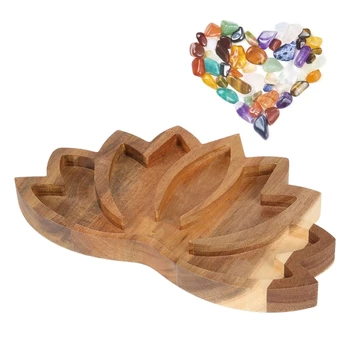 Дървени Lotus кристал тава кристали камъни дърво дисплей рафт за дома спалня хол настолен декор бижута щанд