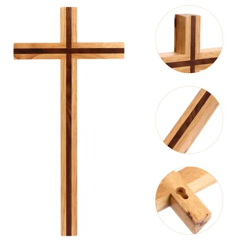 Дърво кръст стена кръст католически дървени висящи кръстове за стена католическа украса католически подарък (цвят дърво)