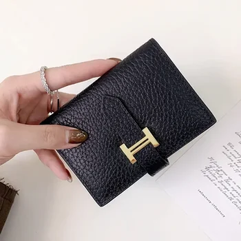 Жените Frid мека кожа луксозен портфейл къс съединител женски пари чанта притежателя тънък портмоне кредит 10 карти джобове