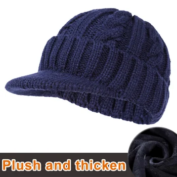 Зимна топла плетена шапка Патешка шапка за език Случайни шапки Beanie Топло Ветроупорен термичен чист цвят Случайни сгъстяване череп шапка