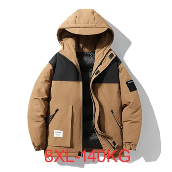 Зимни якета със стойка яка за мъже Дебела топла парка плътен цвят улично облекло плюс размер 6XL 7XL 8XL 140KG