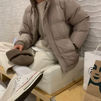 Зимно яке Мъже Топло извънгабаритно удебелено яке Мъже Дебели якета Улично облекло Корейски Свободно късо палто Мъжки дрехи Паркър