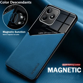 Камера удароустойчив кожен калъф за Samsung Galaxy S23 FE Sumsung S 23 23FE S23FE кола магнитен държач силиконов броня капак Coque