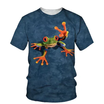 Лято Нов 3D смешно дърво жаба графични тениски за мъже мода случайни животински печат тениска личност интересен тенденция тениска