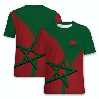 Мароко Национална емблема Печат на знаме Лятна мъжка тениска с О-образно деколте Случайни къс ръкав Извънгабаритни тениски Модни тенденции Мъжко облекло