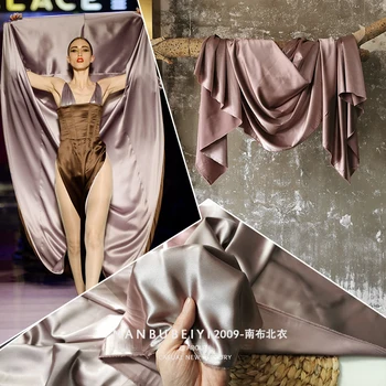 Микро еластична сатенена тъкан за рокля подплата Спандекс полиестерен материал на едро кърпа на метър облекло Шиене Diy
