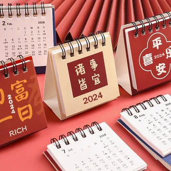 Мини настолен календар 2024 Малък настолен календар Мини дневен график за училище за домашен офис