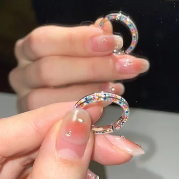 Модерен регулируем цвят на дъгата сватбени пръстени за жени Grils парти бижута булчински елегантен пръстен с пръсти Bijoux jz397