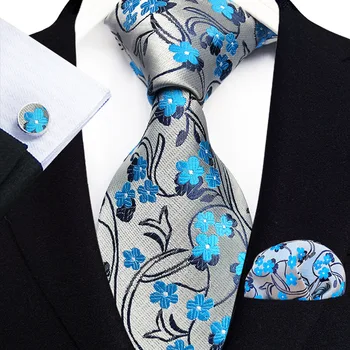Мъже Бизнес печатни носни кърпички Вратовръзка копчета за ръкавели за мъжки аксесоари за сватбено тържество полиестер врата вратовръзка яка мъж подарък
