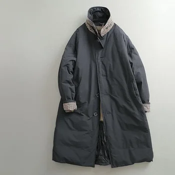 Мъжка зимна удължена парка 2023 Ново твърдо удебелено яке с високо деколте Harajuku реколта палто мъжки зимни палта дизайнерско облекло