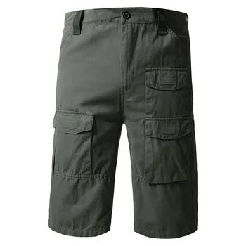 Мъжки карго панталони Летни работни панталони Средна талия Loose Multi Pocket Casual Capris панталони Къси панталони Спортни облекла на открито