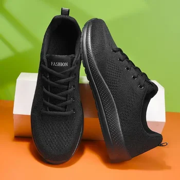 Мъжки обувки Есен 2023 Нови зимни летящи тъкани Мъжки обувки за бягане Мъжки ежедневни черни модни спортни обувки