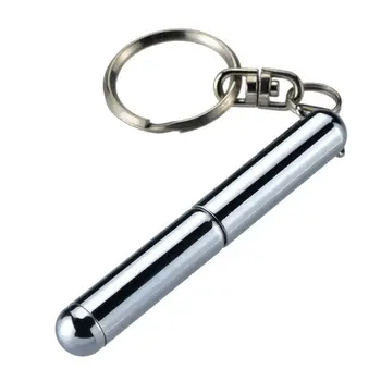 Неръждаема стомана телескопични инструмент писалка 6.3 см многофункционални ключодържател химикалки метални сребърни писалка форма ключодържател къмпинг