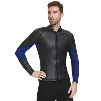 Нов 3 мм неопренов гладък кожен водолазен костюм мъжки сплит плуване отгоре зимен топъл и водоустойчив сърф цип отгоре гмуркане яке