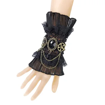 Нов готически стиймпънк Лолита ръкав ръкав китката маншети дантела ръкавици без пръсти женски реколта дантела гривна Лолита аксесоар