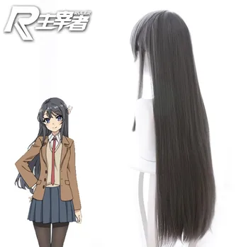 Нов негодник не мечтае за зайче момиче Senpai Sakurajima Mai Cosplay перуки синтетична коса дълга права сива коса шапки роля