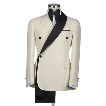 Нов стил мъжки костюм яке палто нетактичност единичен бизнес официална работа износване сватба младоженеца плюс размер костюм Homme