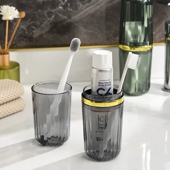 Нова мода преносим пътуване прозрачен тоалетна чаша двойка пътуване гаргара чаша съхранение кутия стоматологична чаша