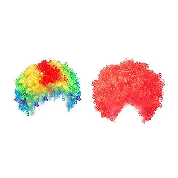 Опаковка от 2 смешни клоунски къдрави перуки,Rainbow перука клоун перука,70-те 80-те диско тема за деца възрастни детски парти Хелоуин