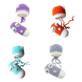 Плетена бебешка шапка с бухал Комплект шапка за новородено с комплект играчки Удобна перфектна за незабравима фотосесия на новородено